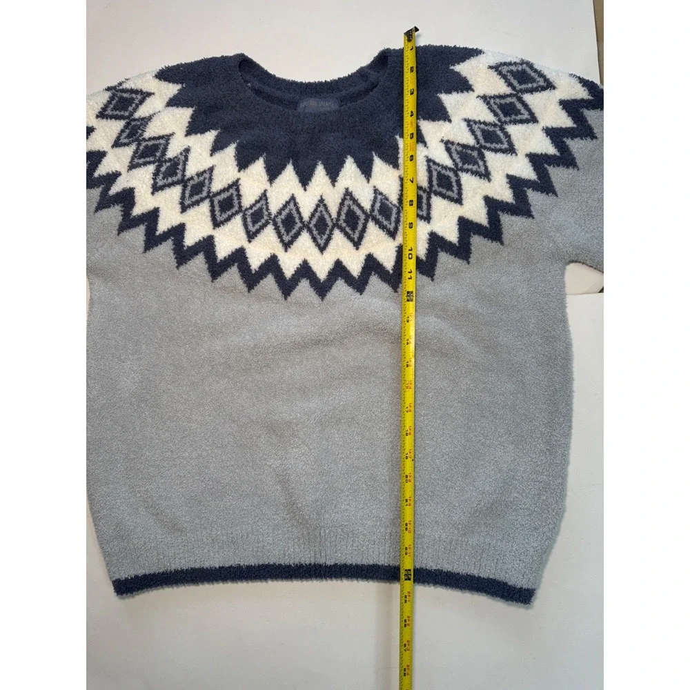 Barefoot Dreams CozyChic XL Fair Isle Knit Pullover Sweater Cozy Soft - Picture 7 of 8